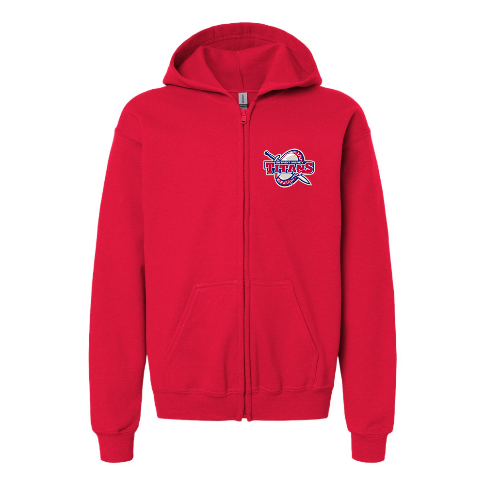 Youth Detroit Titans  Gildan Heavy Blend Full Zip Hooded Sweatshirt