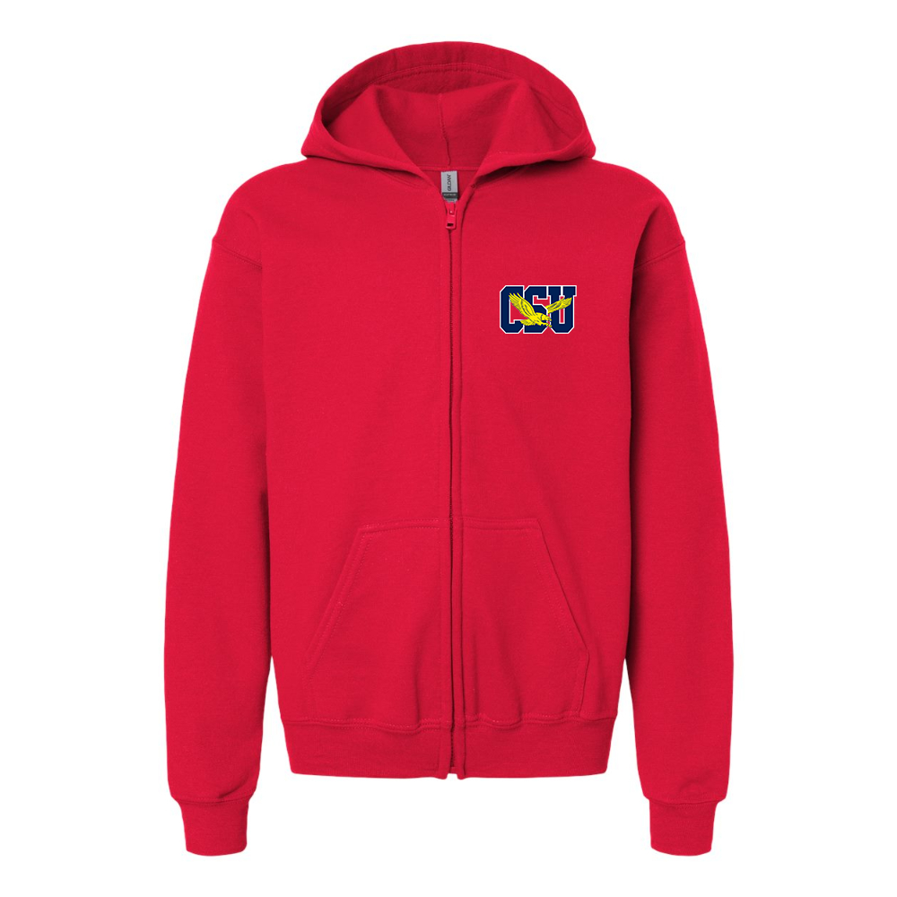 Youth Coppin State Eagles  Gildan Heavy Blend Full Zip Hooded Sweatshirt