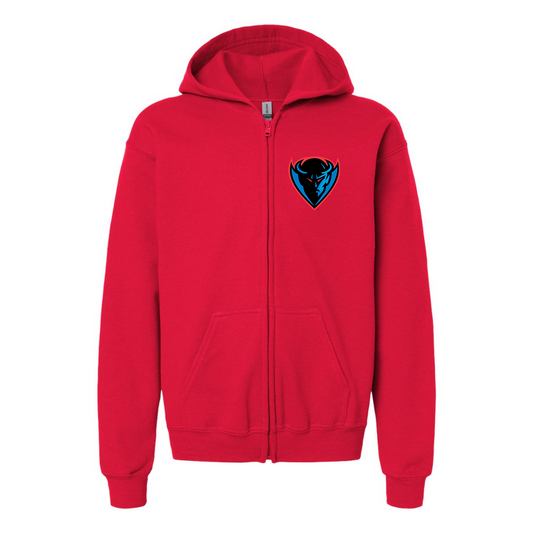 Youth  DePaul Blue Demons Gildan Heavy Blend Full Zip Hooded Sweatshirt