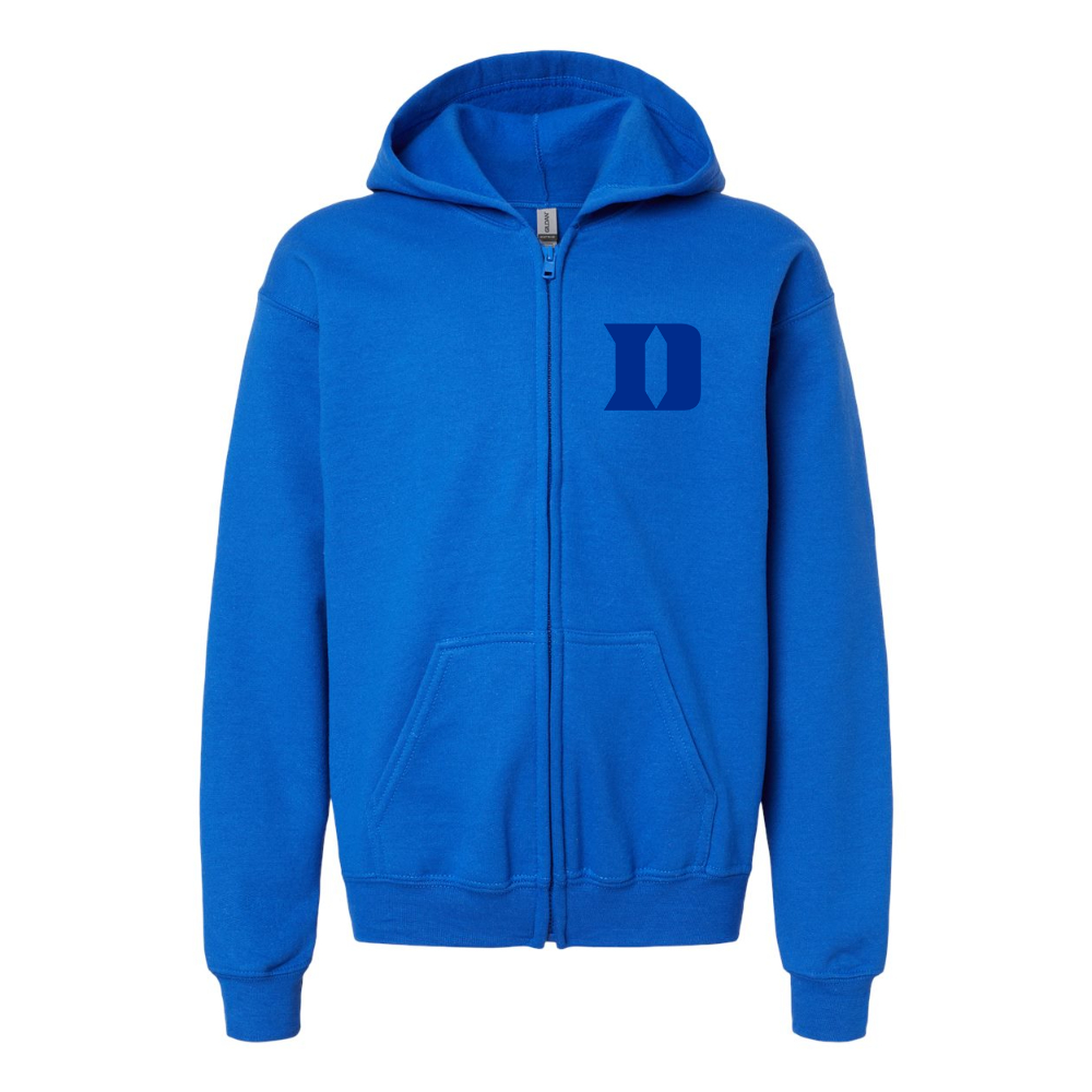 Youth  Duke Blue Devils Gildan Heavy Blend Full Zip Hooded Sweatshirt