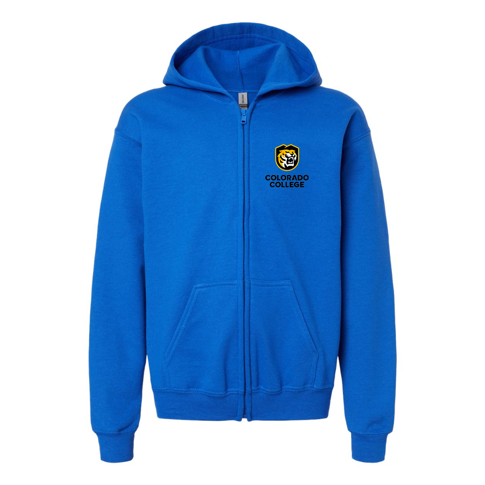 Youth  Colorado College Tigers Gildan Heavy Blend Full Zip Hooded Sweatshirt