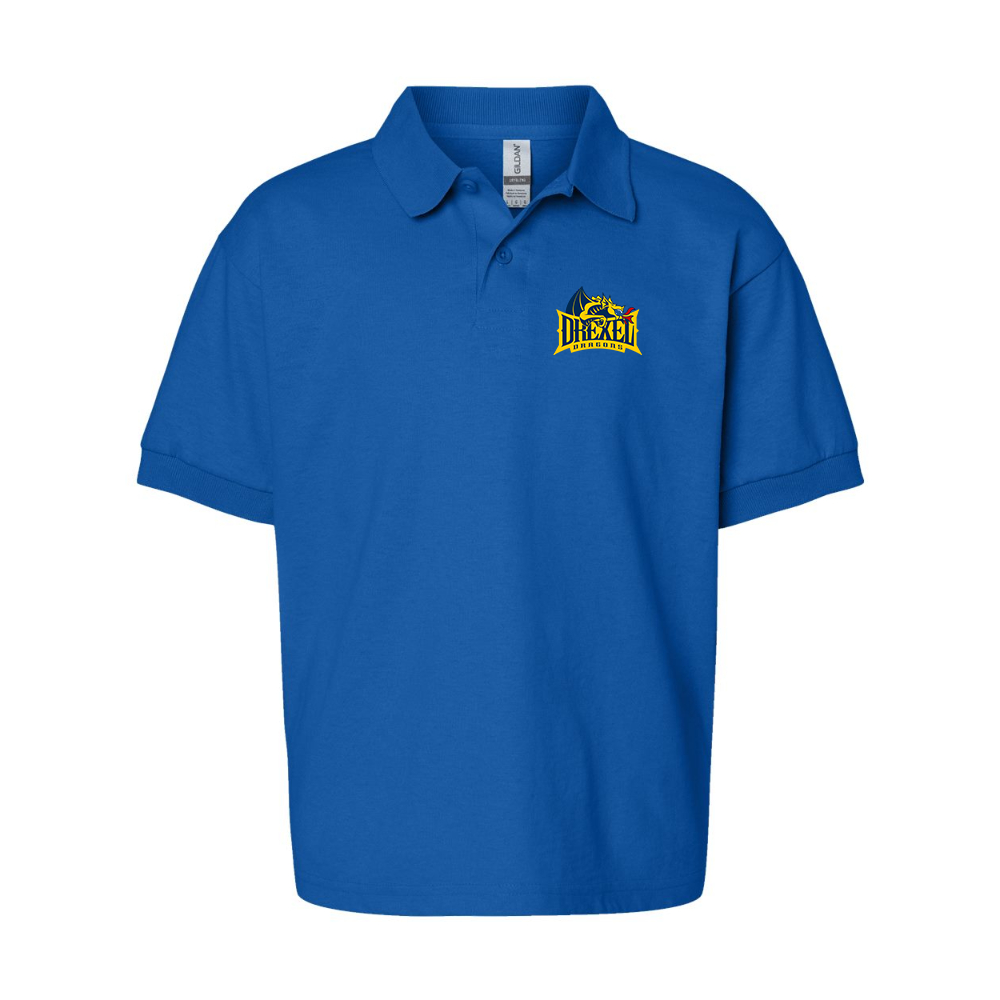 Youth  Drexel Dragons Gildan Dry Blend Jersey Polo