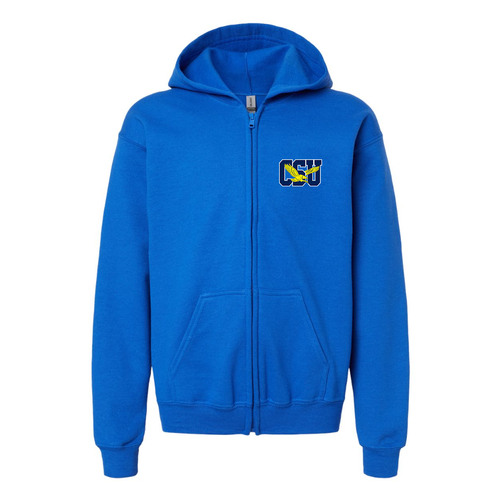 Youth Coppin State Eagles  Gildan Heavy Blend Full Zip Hooded Sweatshirt