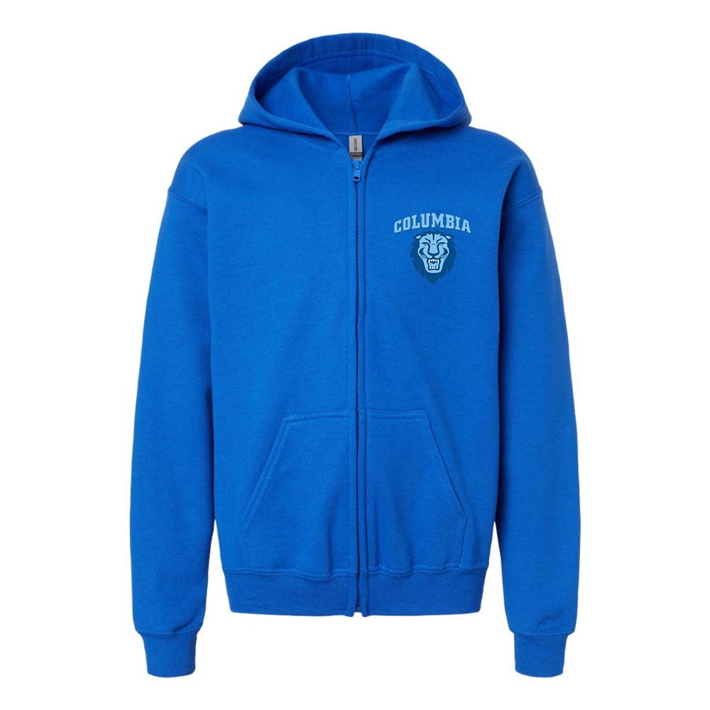 Youth Columbia Lions  Gildan Heavy Blend Full Zip Hooded Sweatshirt