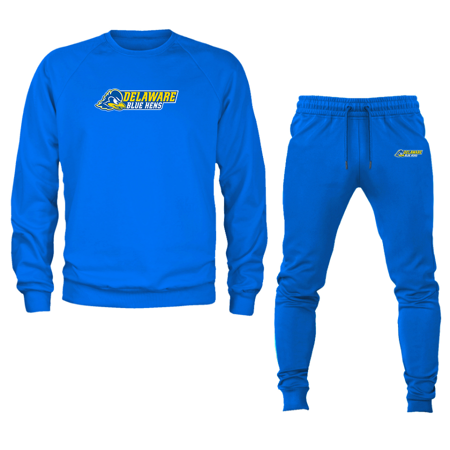 Men's  Delaware Blue Hens Crewneck Sweatshirt Joggers Suit