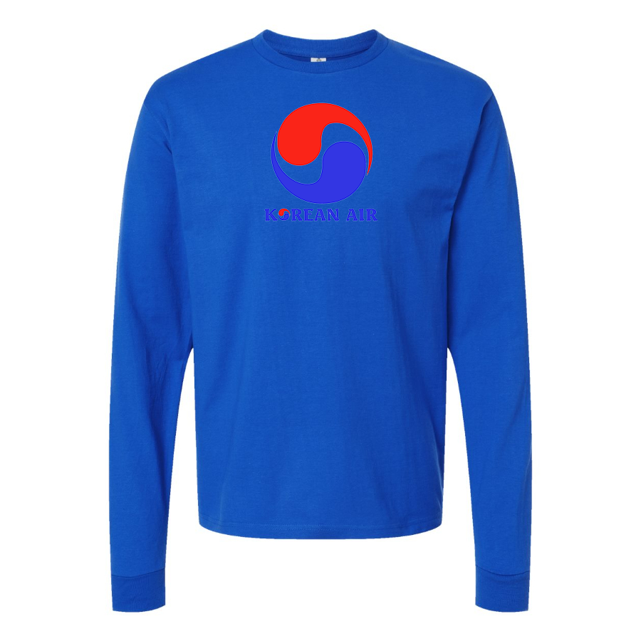 Men's Korean Air Logo Cotton Long Sleeve T-Shirt