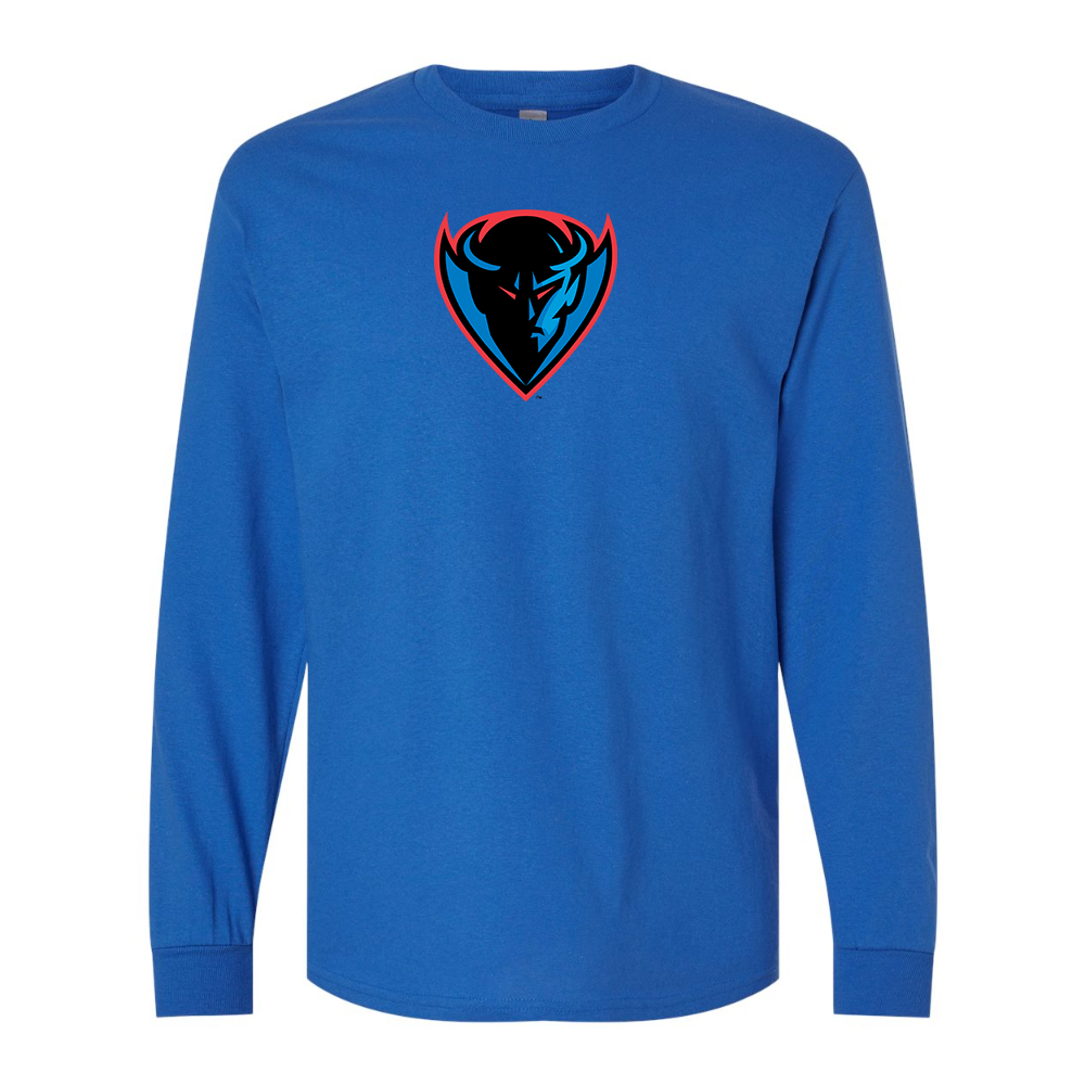 Men's DePaul Blue Demons Gildan Heavy Cotton Long Sleeve T-Shirt