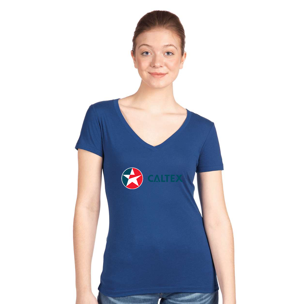 Women's Caltex Gas Station  Next Level V-Neck T-Shirt