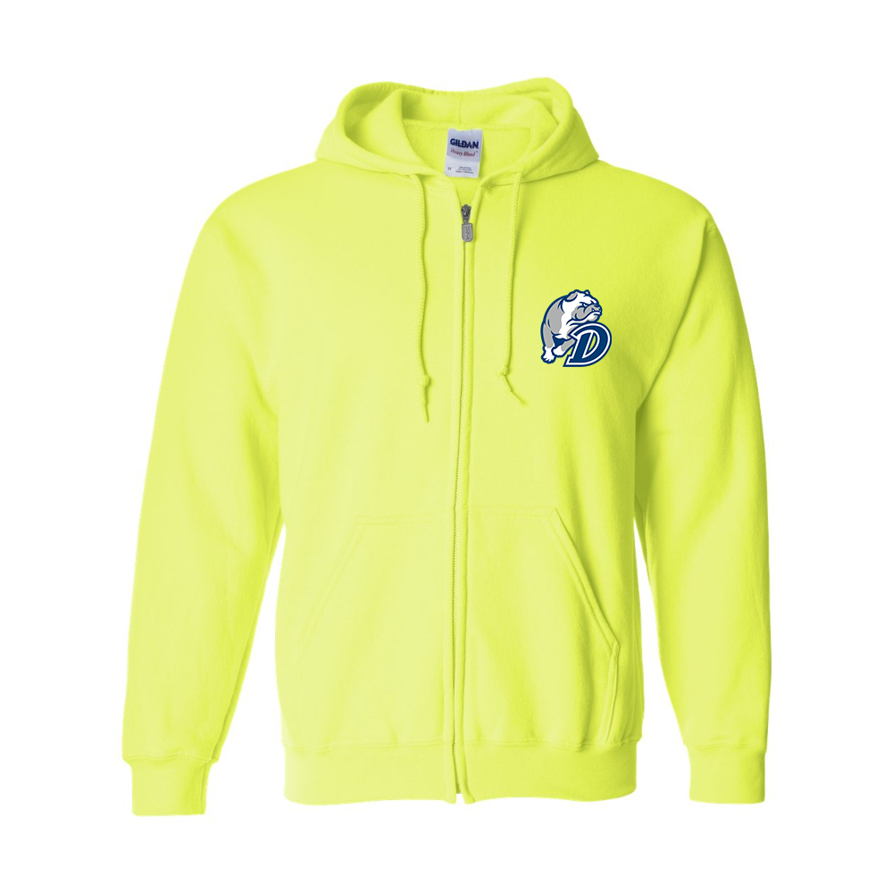 Men's Drake Bulldogs Gildan  Heavy Blend Full Zip Hooded Sweatshirt