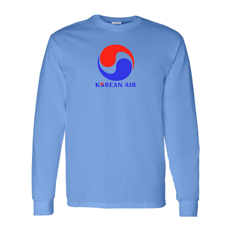 Men's Korean Air Logo Cotton Long Sleeve T-Shirt