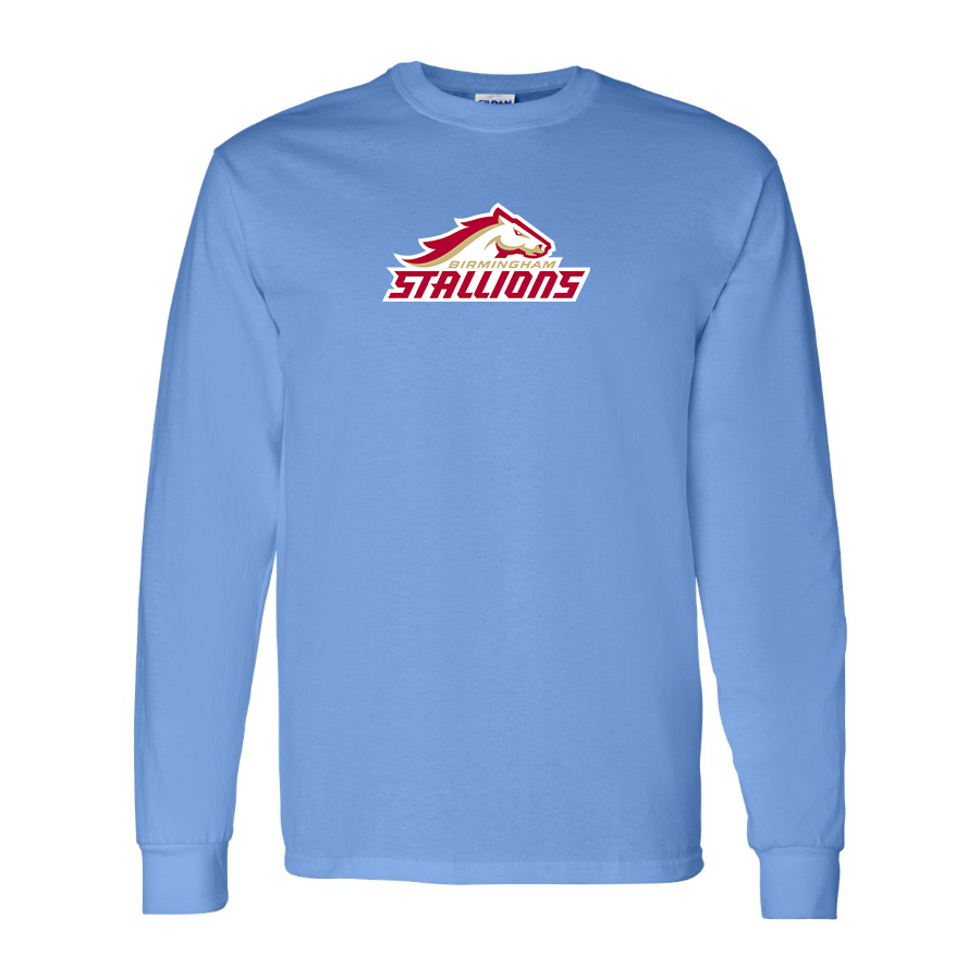 Men's Birmingham Stallions Logo Cotton Long Sleeve T-Shirt