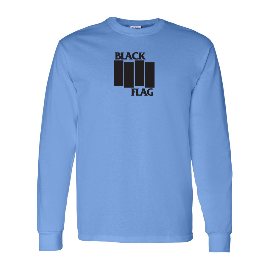 Men's Black Flag Logo Cotton Long Sleeve T-Shirt