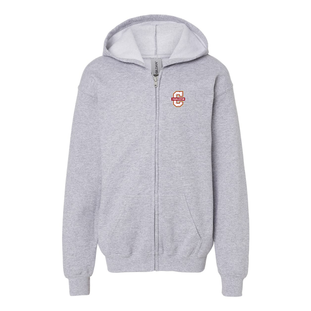 Youth Charleston Cougars Gildan Heavy Blend Full Zip Hooded Sweatshirt