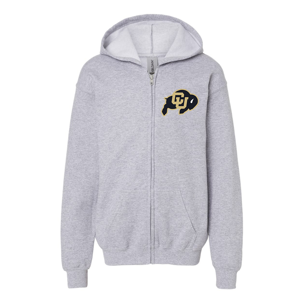 Youth   Colorado Buffaloes   Gildan Heavy Blend Full Zip Hooded Sweatshirt
