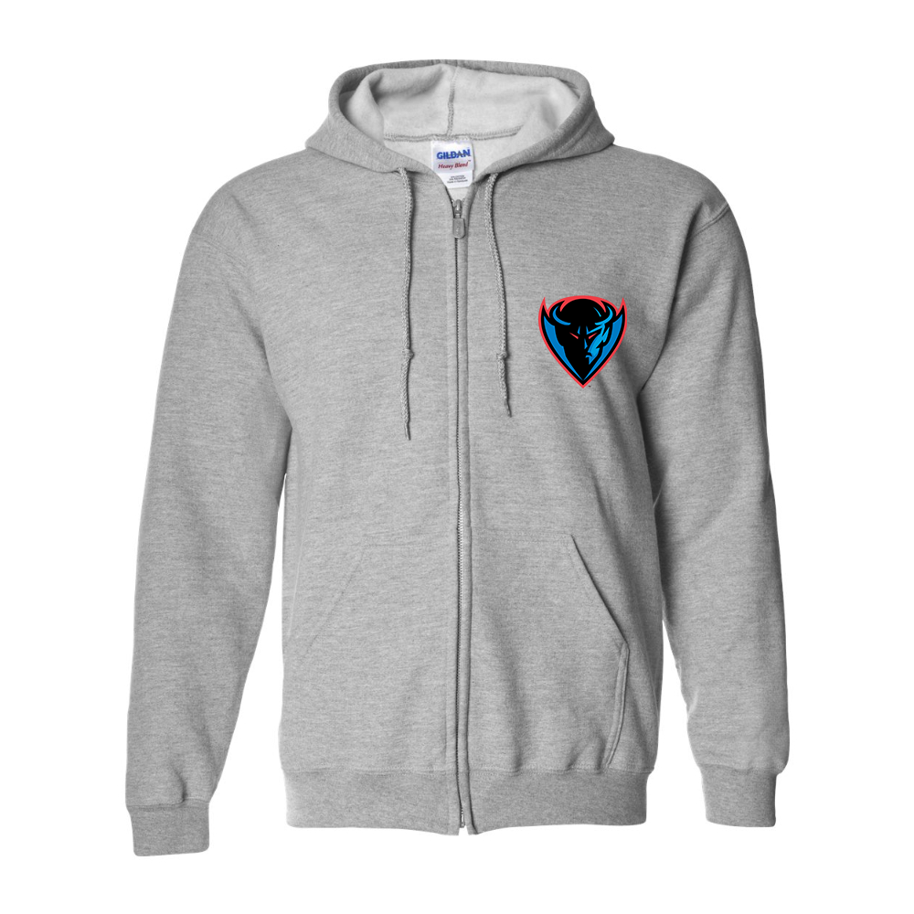 Men's  DePaul Blue Demons Gildan  Heavy Blend Full Zip Hooded Sweatshirt