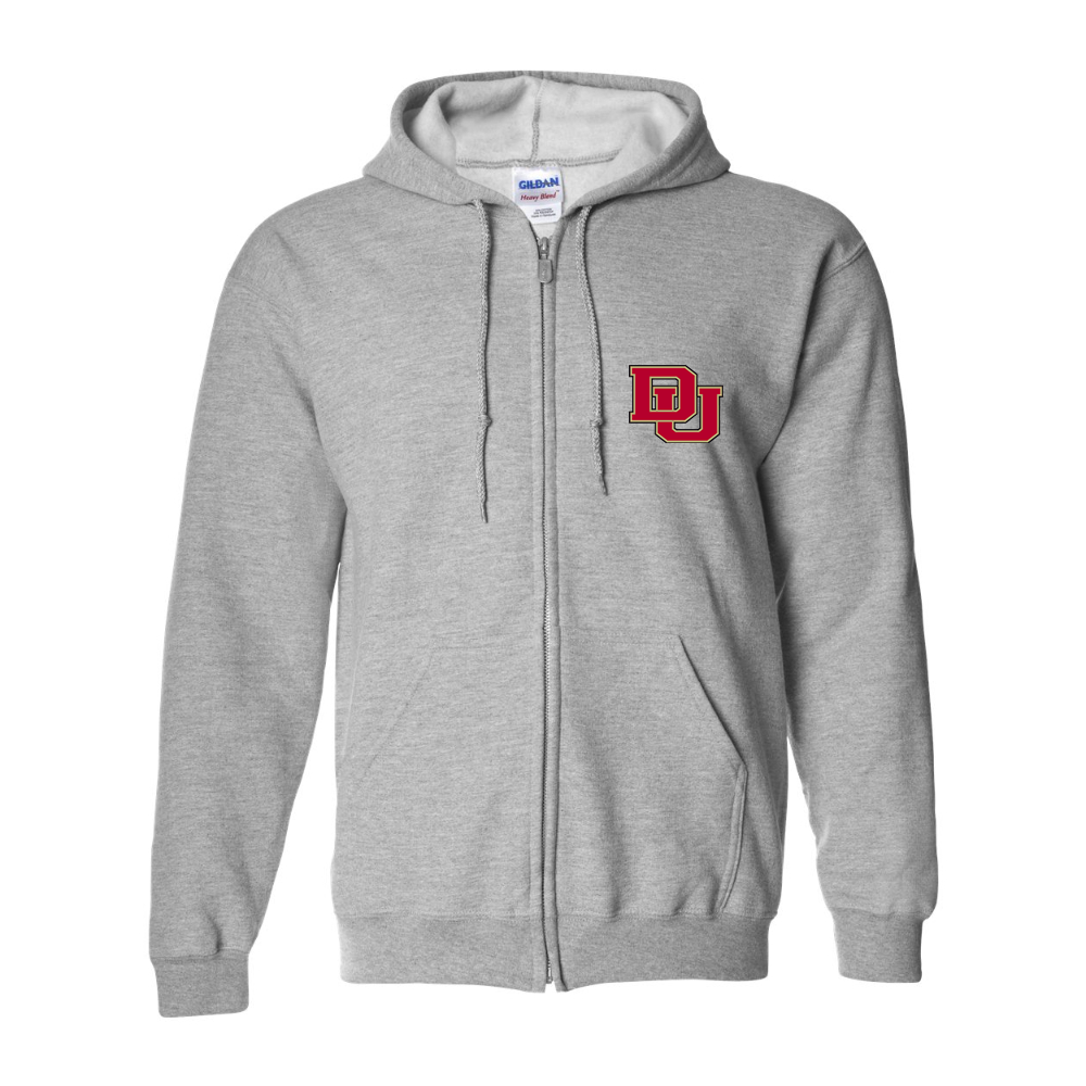 Men's Denver Pioneers  Gildan  Heavy Blend Full Zip Hooded Sweatshirt