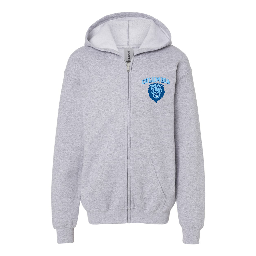 Youth Columbia Lions  Gildan Heavy Blend Full Zip Hooded Sweatshirt
