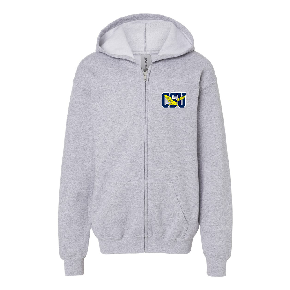 Youth Coppin State Eagles  Gildan Heavy Blend Full Zip Hooded Sweatshirt