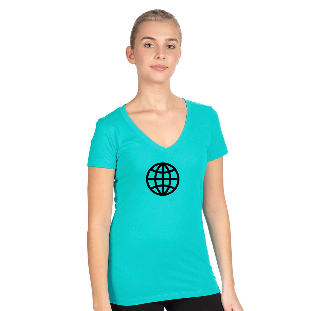 Women's Internet Globe  Next Level V-Neck T-Shirt