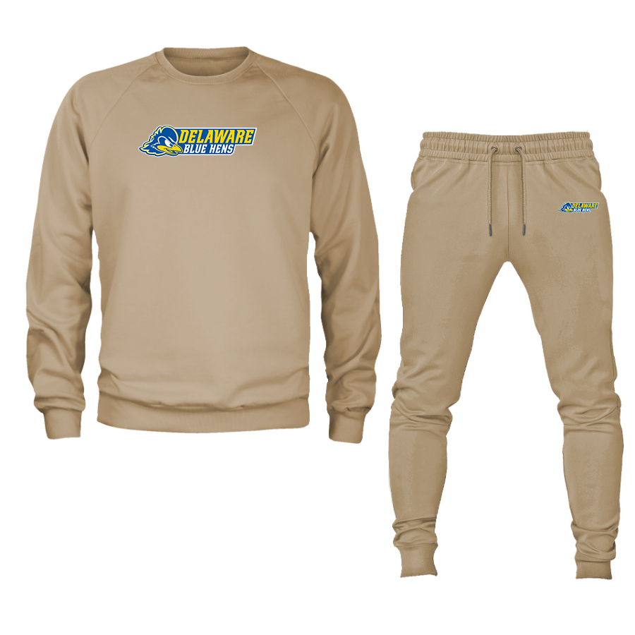 Men's  Delaware Blue Hens Crewneck Sweatshirt Joggers Suit