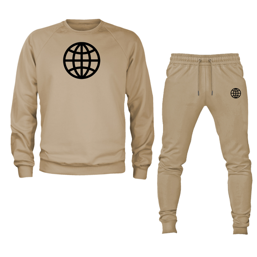 Men's Internet Globe Crewneck Sweatshirt Joggers Suit