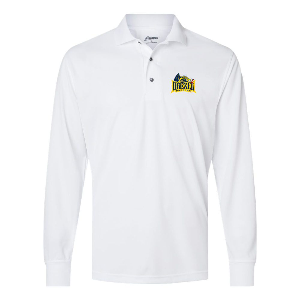 Men's  Drexel Dragons Paragon Prescott Long Sleeve Polo