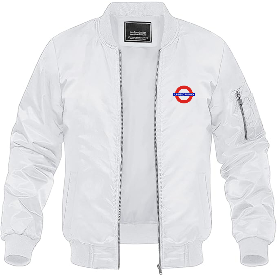 Men's London Tube Logo Lightweight Bomber Jacket Windbreaker Softshell Varsity Jacket Coat