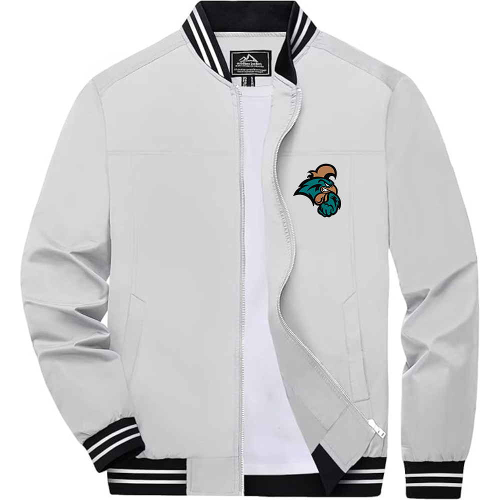 Men's  Coastal Carolina Chanticleers Lightweight Zip-Up Bomber Jacket with Ribbed Collar and Cuffs Versatile Casual Outerwear