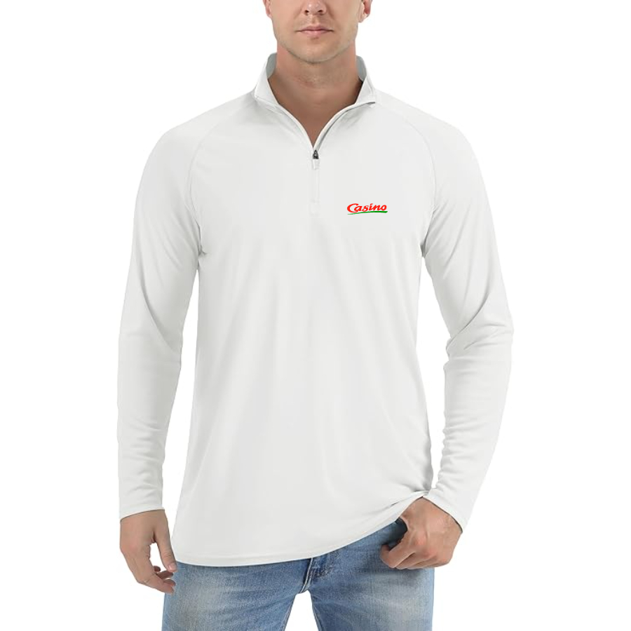 Men's Casino Logo Lightweight Quarter-Zip Athletic Shirt Long Sleeve Performance Wear