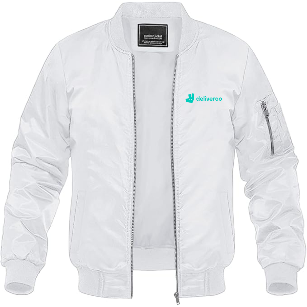 Men's Deliveroo Logo Lightweight Bomber Jacket Windbreaker Softshell Varsity Jacket Coat