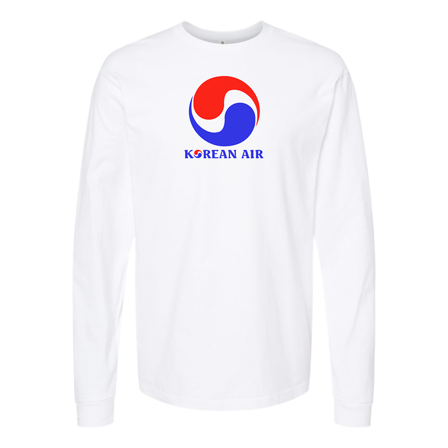 Men's Korean Air Logo Cotton Long Sleeve T-Shirt