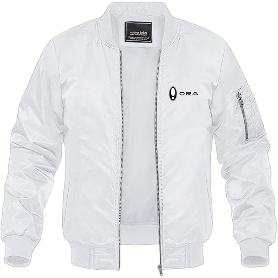 Men's ORA Logo Lightweight Bomber Jacket Windbreaker Softshell Varsity Jacket Coat