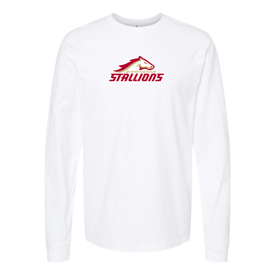Men's Birmingham Stallions Logo Cotton Long Sleeve T-Shirt