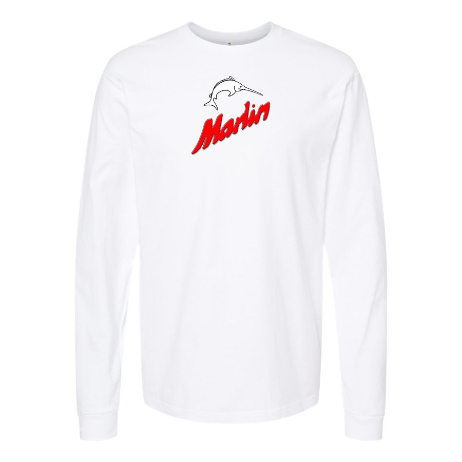 Men's Marlin Logo Cotton Long Sleeve T-Shirt