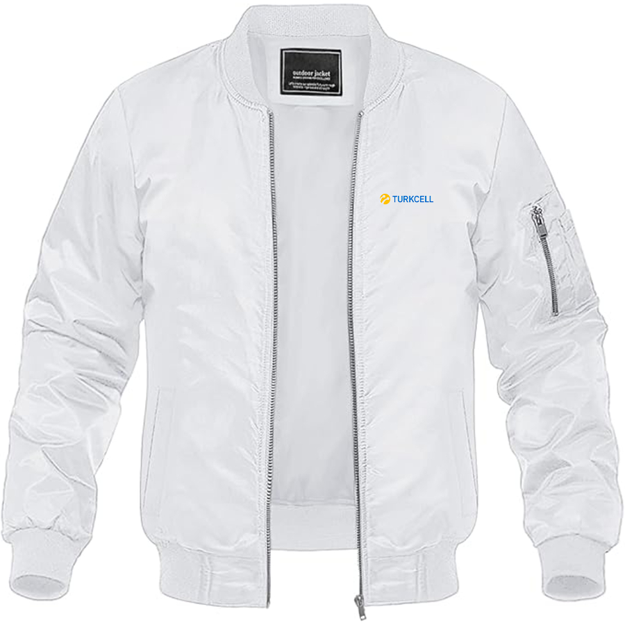 Men's TurkCell Logo Lightweight Bomber Jacket Windbreaker Softshell Varsity Jacket Coat