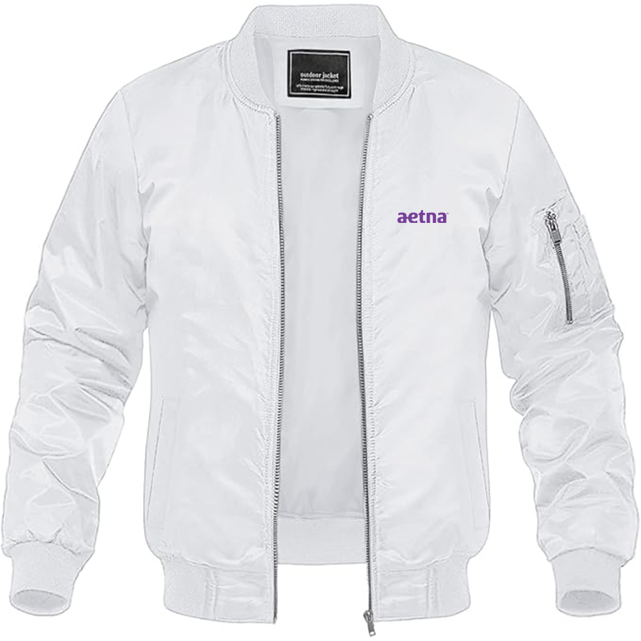 Men's Aetna Logo Lightweight Bomber Jacket Windbreaker Softshell Varsity Jacket Coat