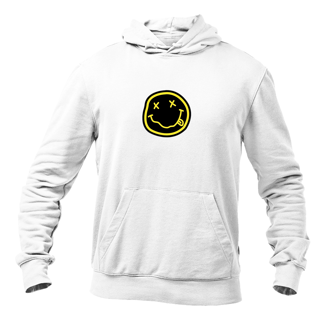 Men's Nirvana Yellow and Black Face Heavy Blend Hooded Sweatshirt