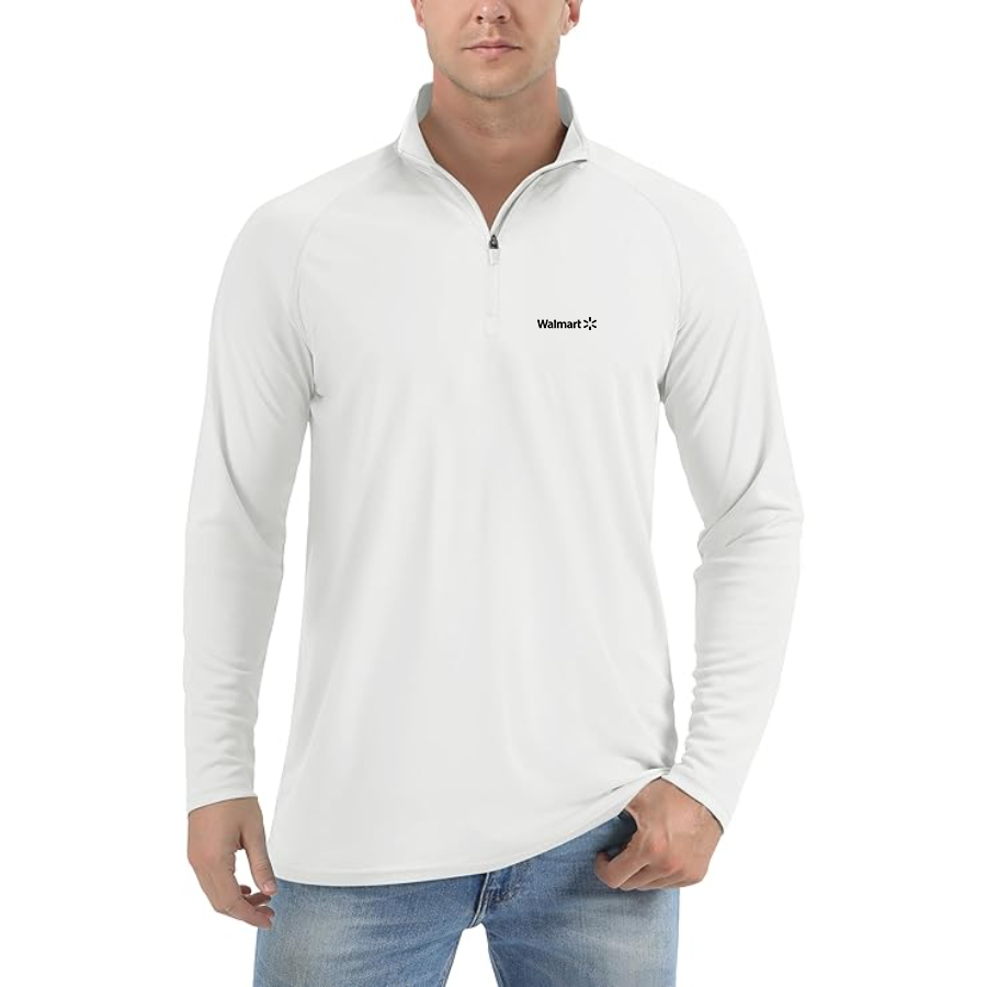 Men's Walmart Logo Lightweight Quarter-Zip Athletic Shirt Long Sleeve Performance Wear
