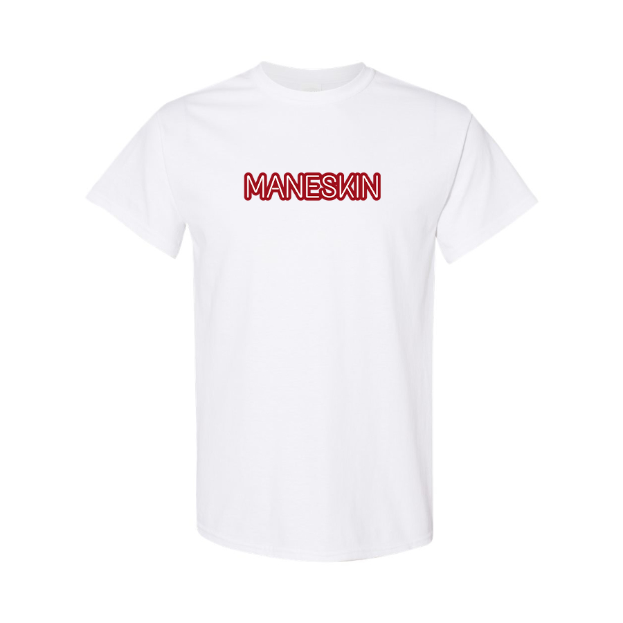Men's Maneskin Red Neon Letter Logo Cotton T-Shirt