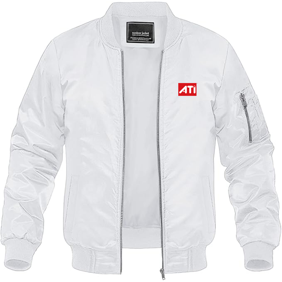 Men's ATI Logo Lightweight Bomber Jacket Windbreaker Softshell Varsity Jacket Coat