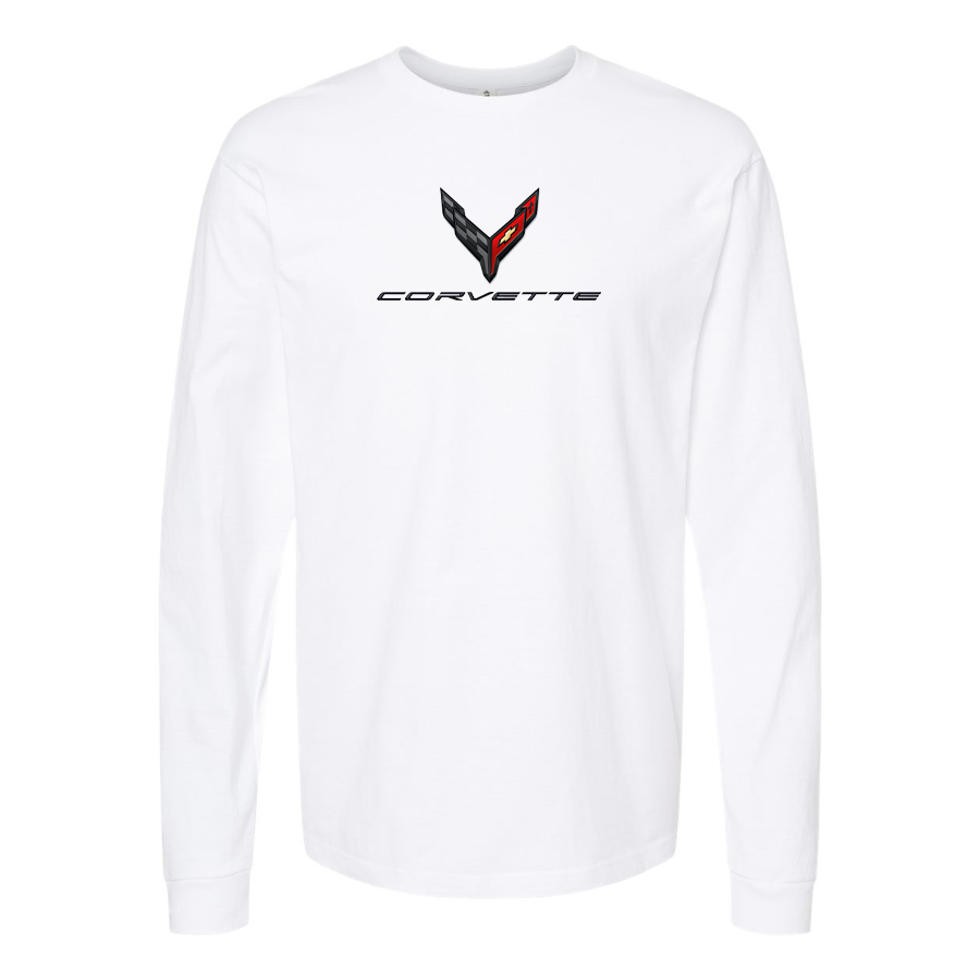 Men's Corvette Logo Cotton Long Sleeve T-Shirt