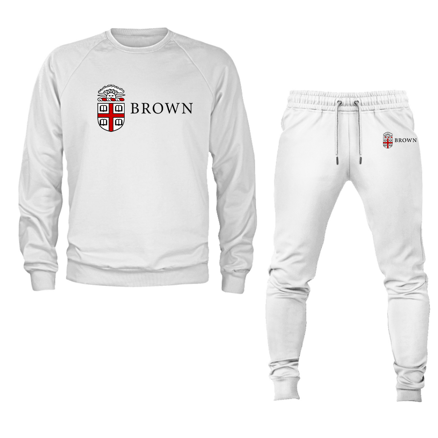 Men's Brown University Crewneck Sweatshirt Joggers Suit
