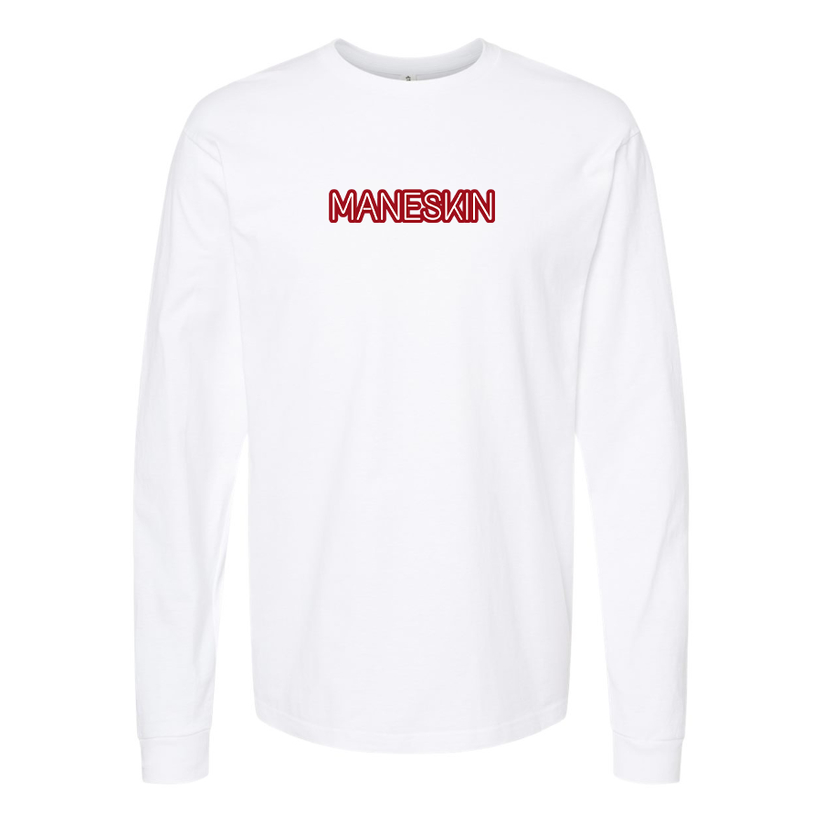 Men's Maneskin Red Neon Letter Logo Cotton Long Sleeve T-Shirt