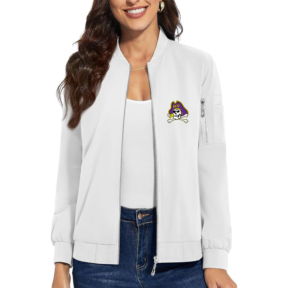 Women's East Carolina Pirates Premium Bomber Jacket with Polished Detailing and Functional Sleeve Pocket Modern Luxury Outerwear