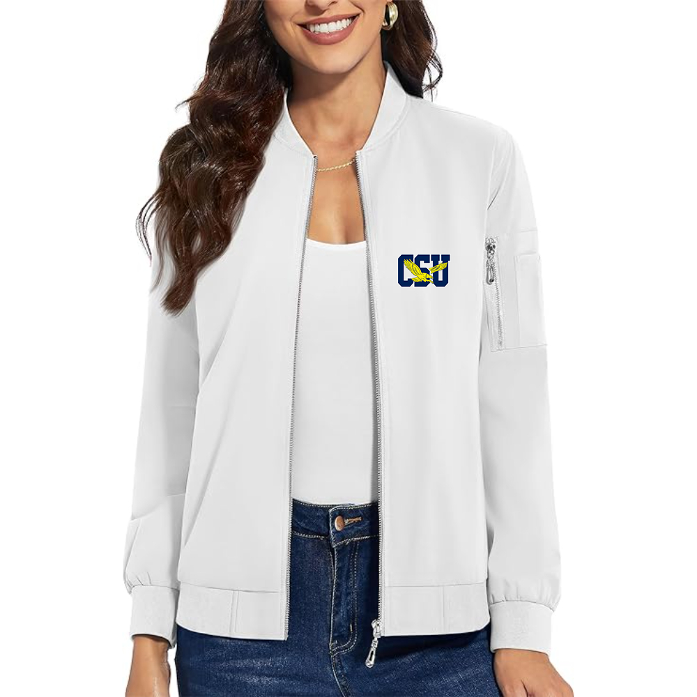 Women's  Coppin State Eagles Premium Bomber Jacket with Polished Detailing and Functional Sleeve Pocket Modern Luxury Outerwear