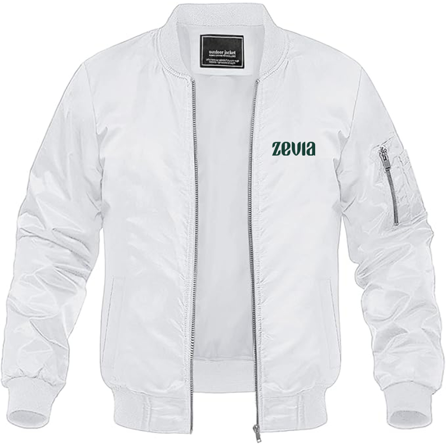 Men's Zevia Logo Lightweight Bomber Jacket Windbreaker Softshell Varsity Jacket Coat