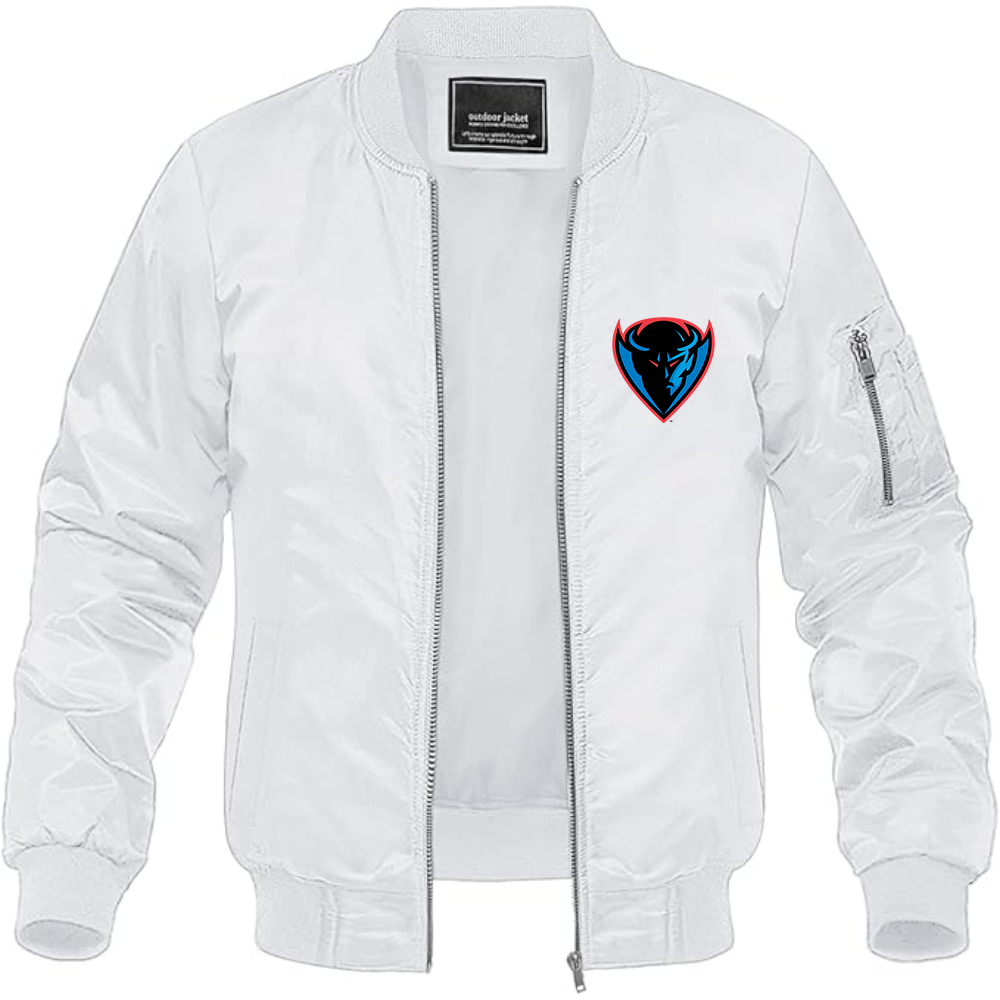 Men's  DePaul Blue Demons Lightweight Bomber Jacket Windbreaker Softshell Varsity Jacket Coat