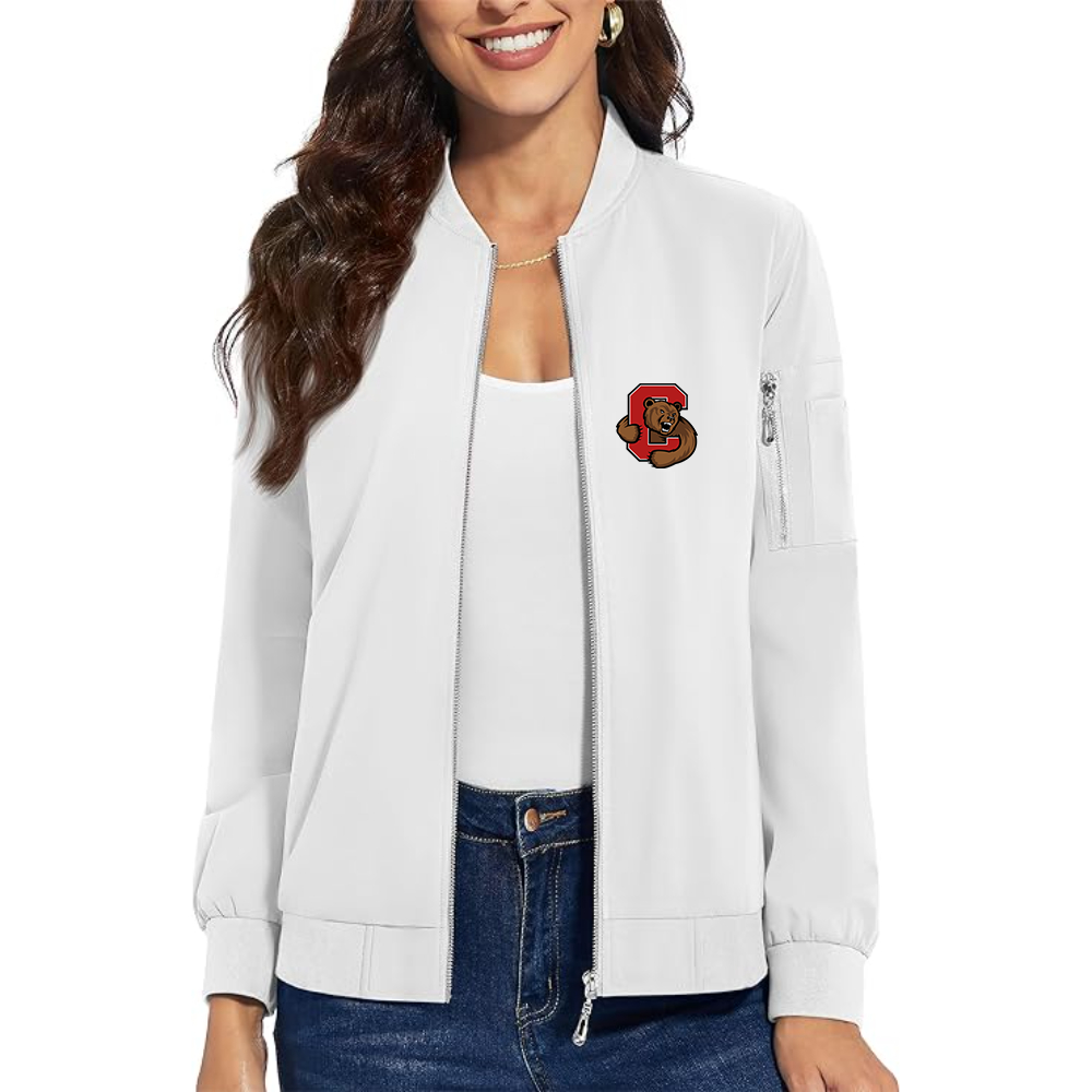 Women's Cornell Big Red Premium Bomber Jacket with Polished Detailing and Functional Sleeve Pocket Modern Luxury Outerwear