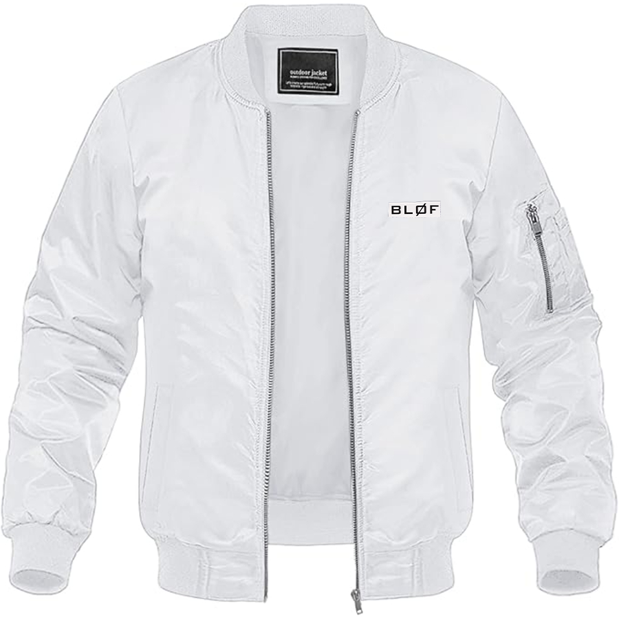Men's BLØF Logo Lightweight Bomber Jacket Windbreaker Softshell Varsity Jacket Coat