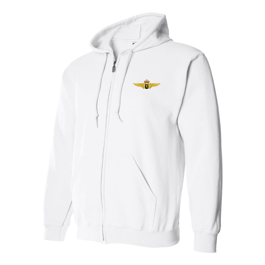 Men's Belgian Air Force Logo Zipper Hoodie